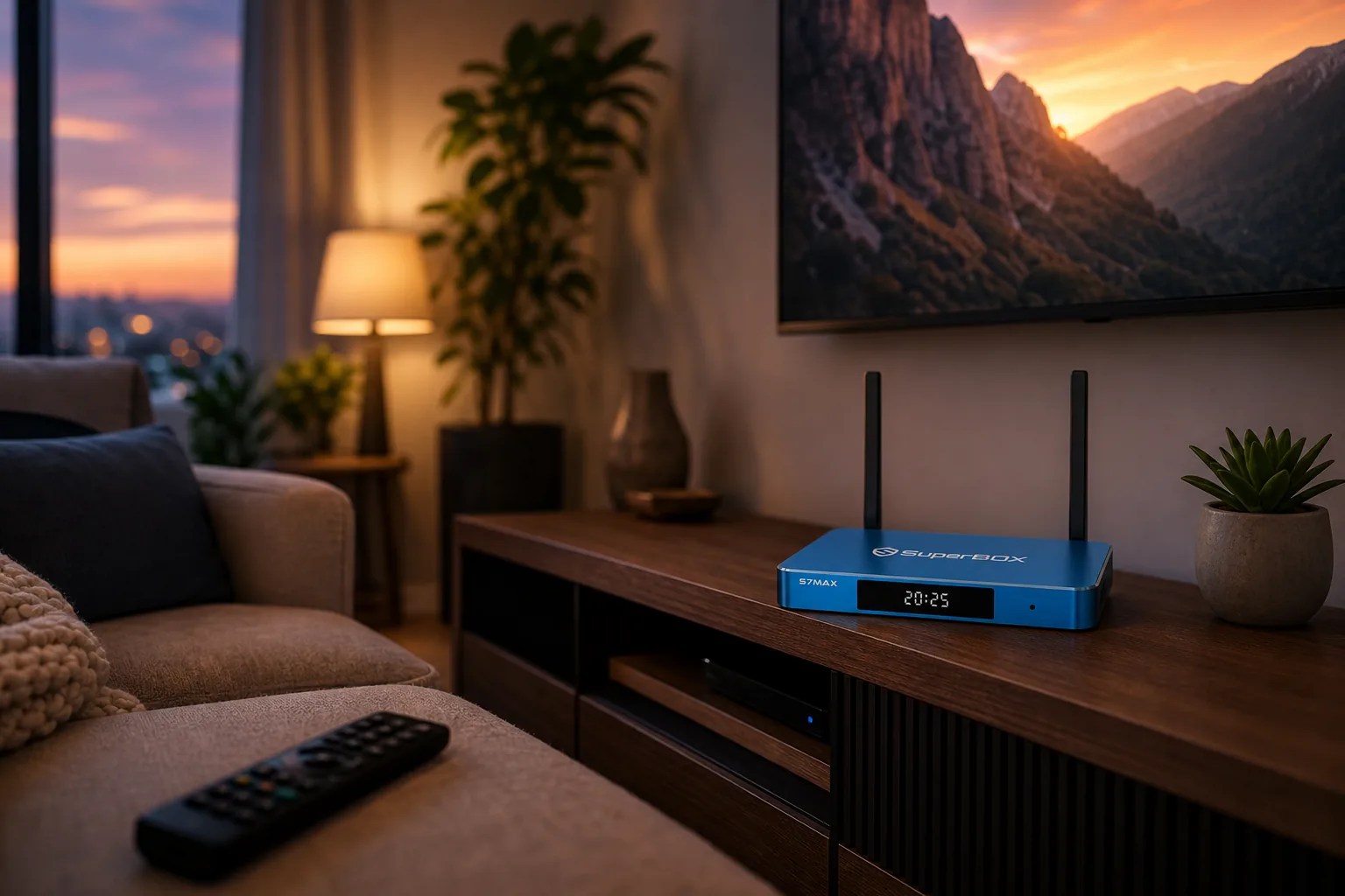 Can an Android TV box replace cable, SuperBox S7 Max in a cozy living room