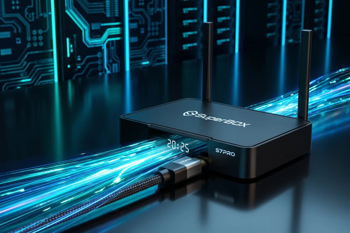 HDMI 2.1 on a streaming box, SuperBox S7 Pro with high-bandwidth cable connection