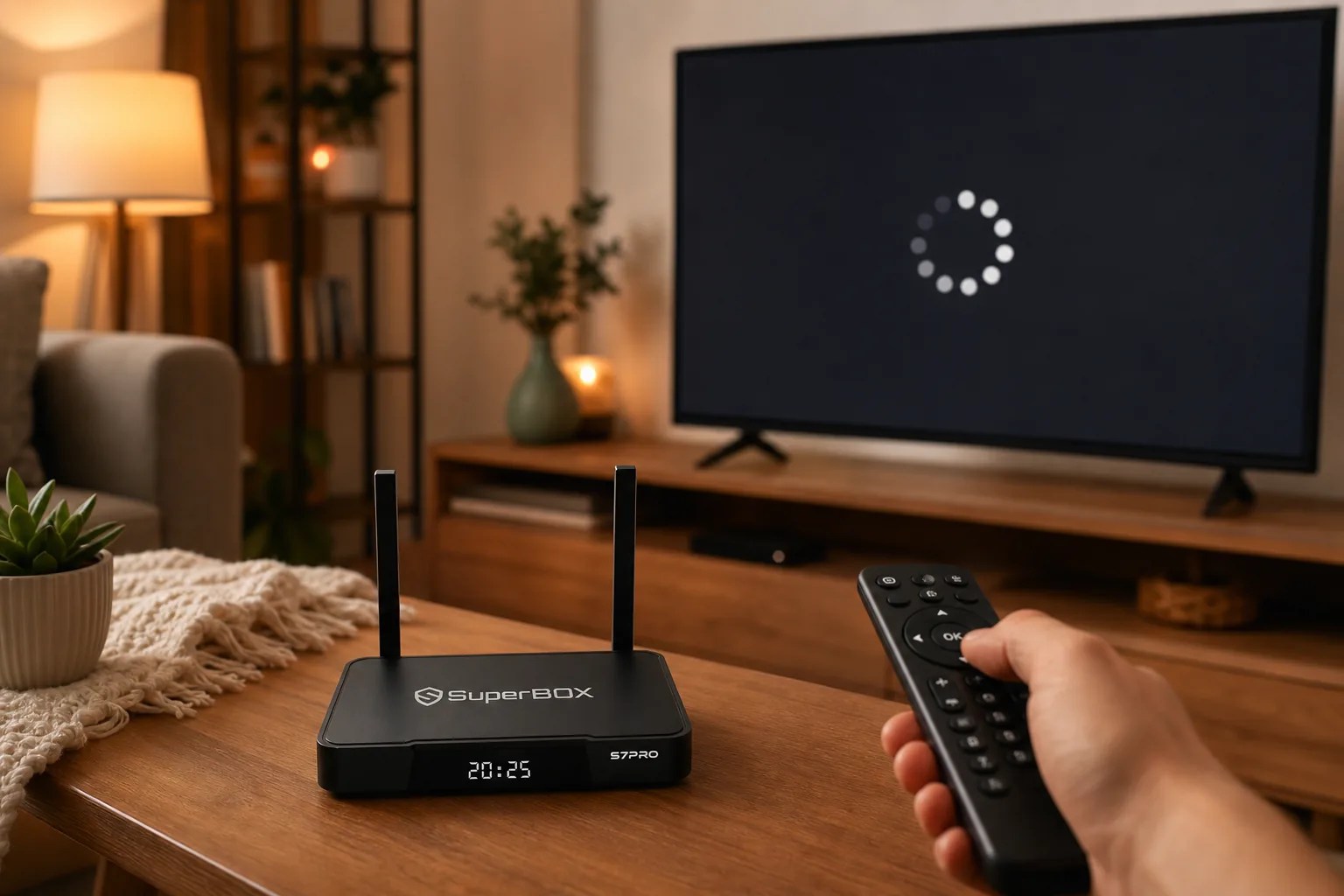 Why Android TV box keeps buffering, SuperBox S7 Pro troubleshooting in a living room