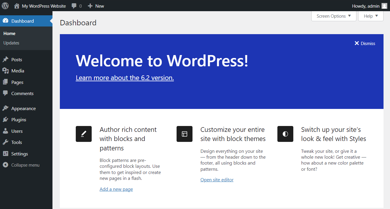 WordPress Admin Panel