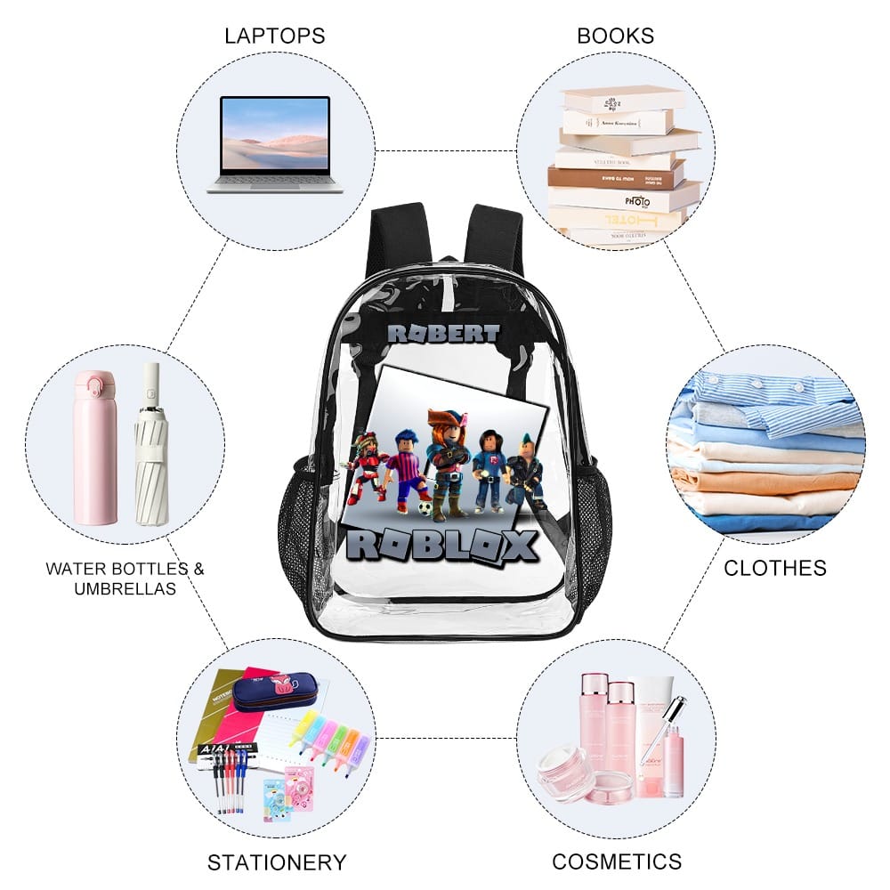 Name ROBLOX Transparent Bag Clear Backpack 17 Inch 