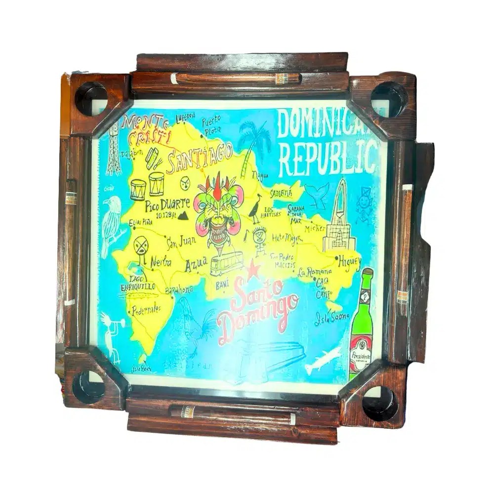 Mesa de dominó con temática de República Dominicana