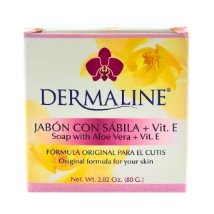 🌸 Jabón Dermaline Aloe Vera + Vitamina E - Suave Barra Facial para Piel Brillante (2.82 oz / 80 g)