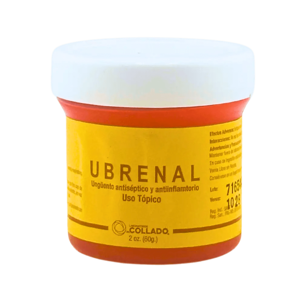 Ubrenal Pomada Antiséptica y Antiinflamatoria 4 oz (120g) Ubrenal Pomada tópica para la piel - Fórmula antiséptica y calmante Tarro