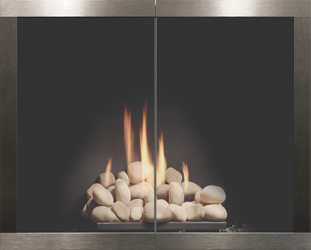 manhattan hidden frame fireplace door simple chrome
