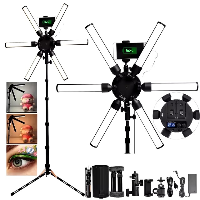FOSOTO Star Ring Light Multimedia Video Ring Lamp 60W Photography Lamp With Tripod For Makeup Video Photographys