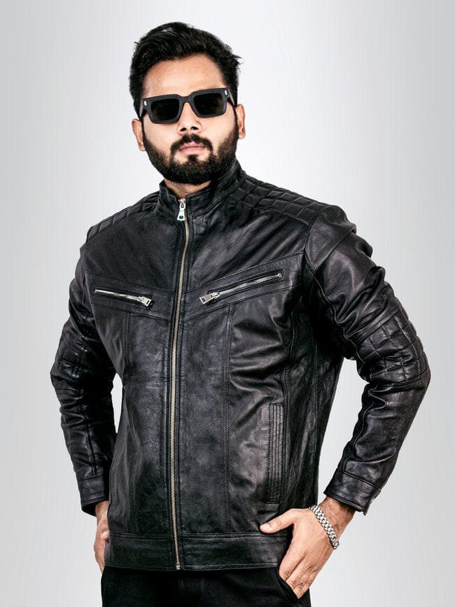 Biker Design Sheep Leather Jacket for men - Super Leather Craft