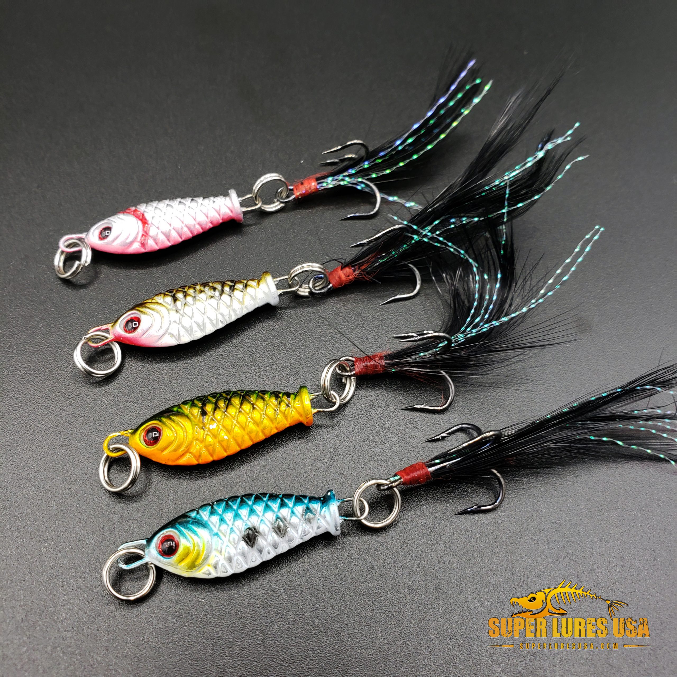 新品未使用★3pcs鯉釣りフィーダー25 4pcs Mini feather tail Jigs- Crappie / Ice fishing – Super Lures USA