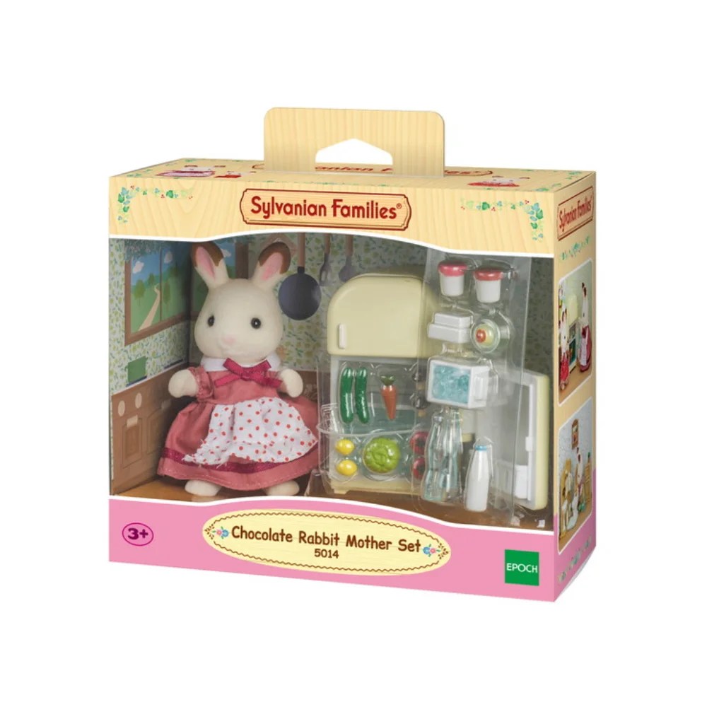 Σετ Sylvanian Families με μαμά Chocolate Rabbit, ψυγείο και αξεσουάρ κουζίνας
