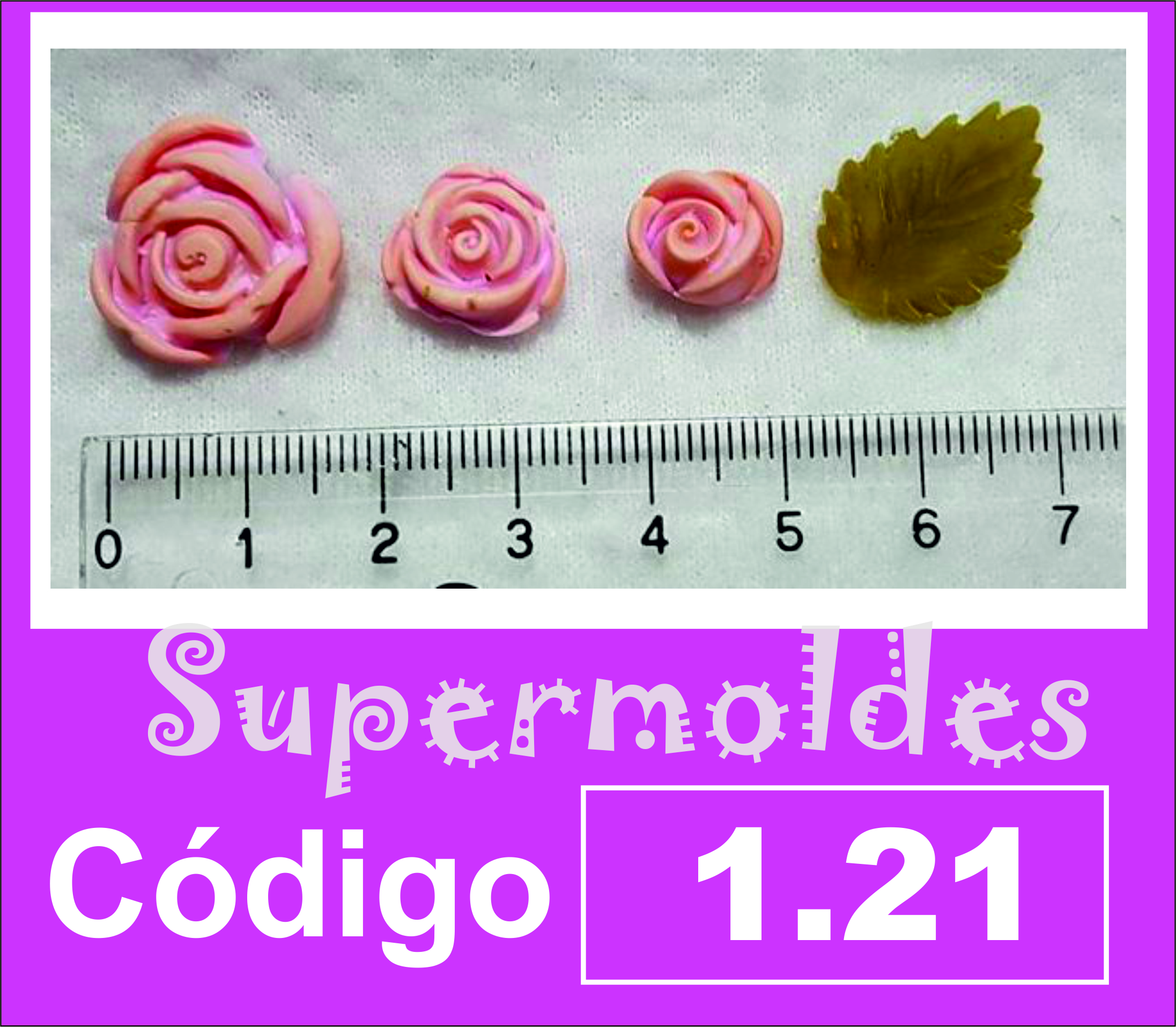 3u de rosas y hoja de rosa  1,  1.5 y 2 cm
