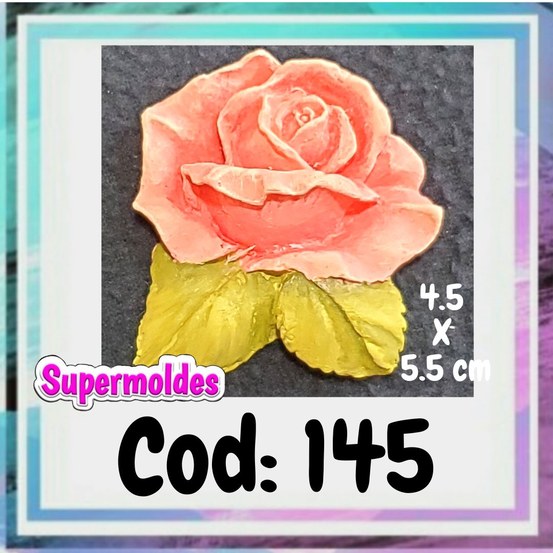 Rosa grande con hojas 5,5x4,5cm