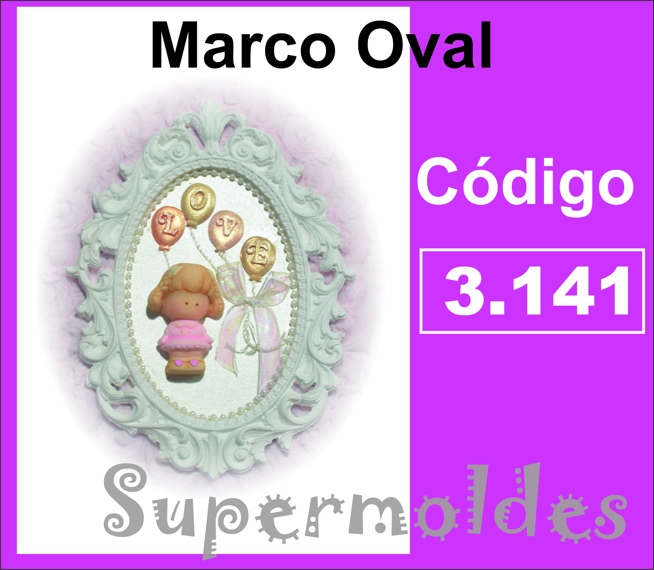 Marco Oval grande calado interno libre 10,5 alto 17 cm