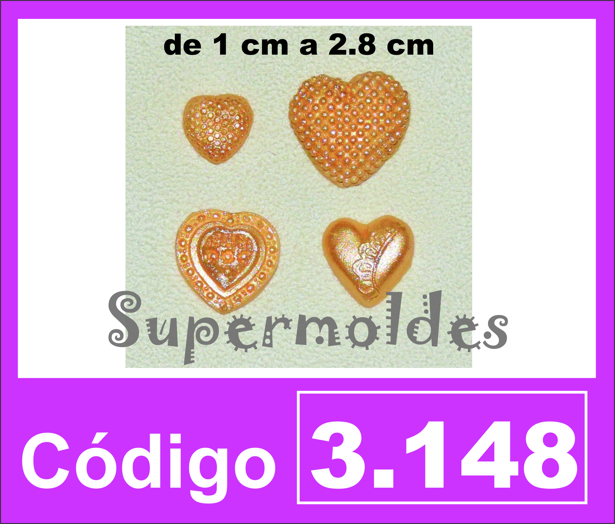 Corazones texturados 4u  1 a 3 cm