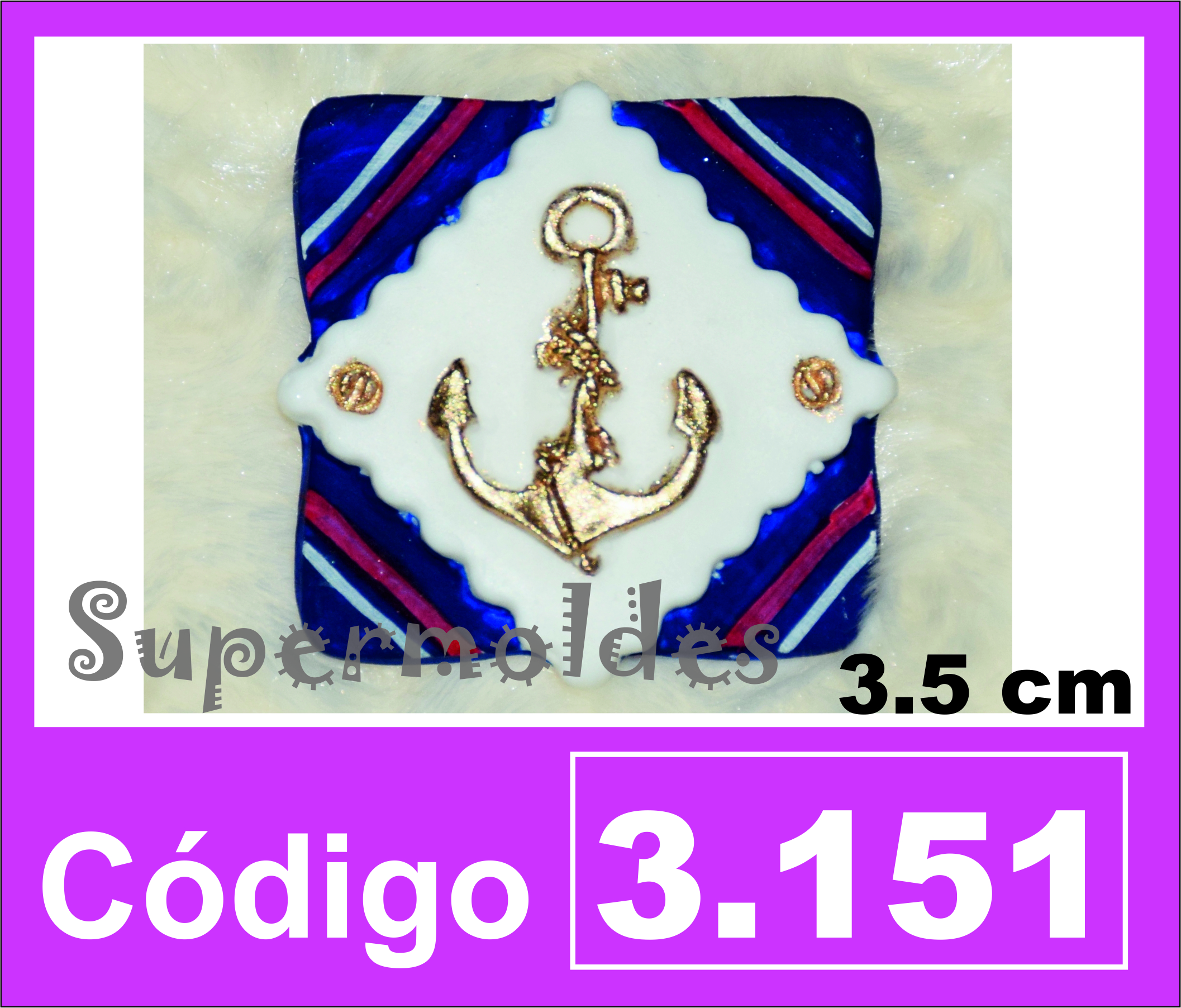 Aplique con ancla cuadrado 3,5x3,5cm