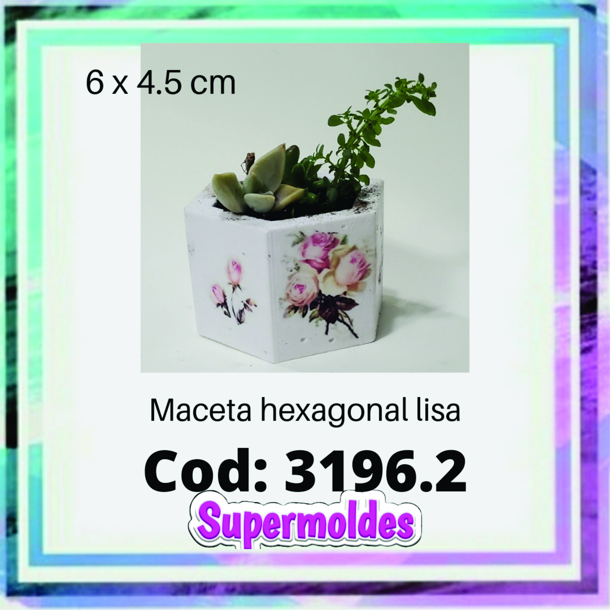 Maceta 6x4,5 hexagonal lisa