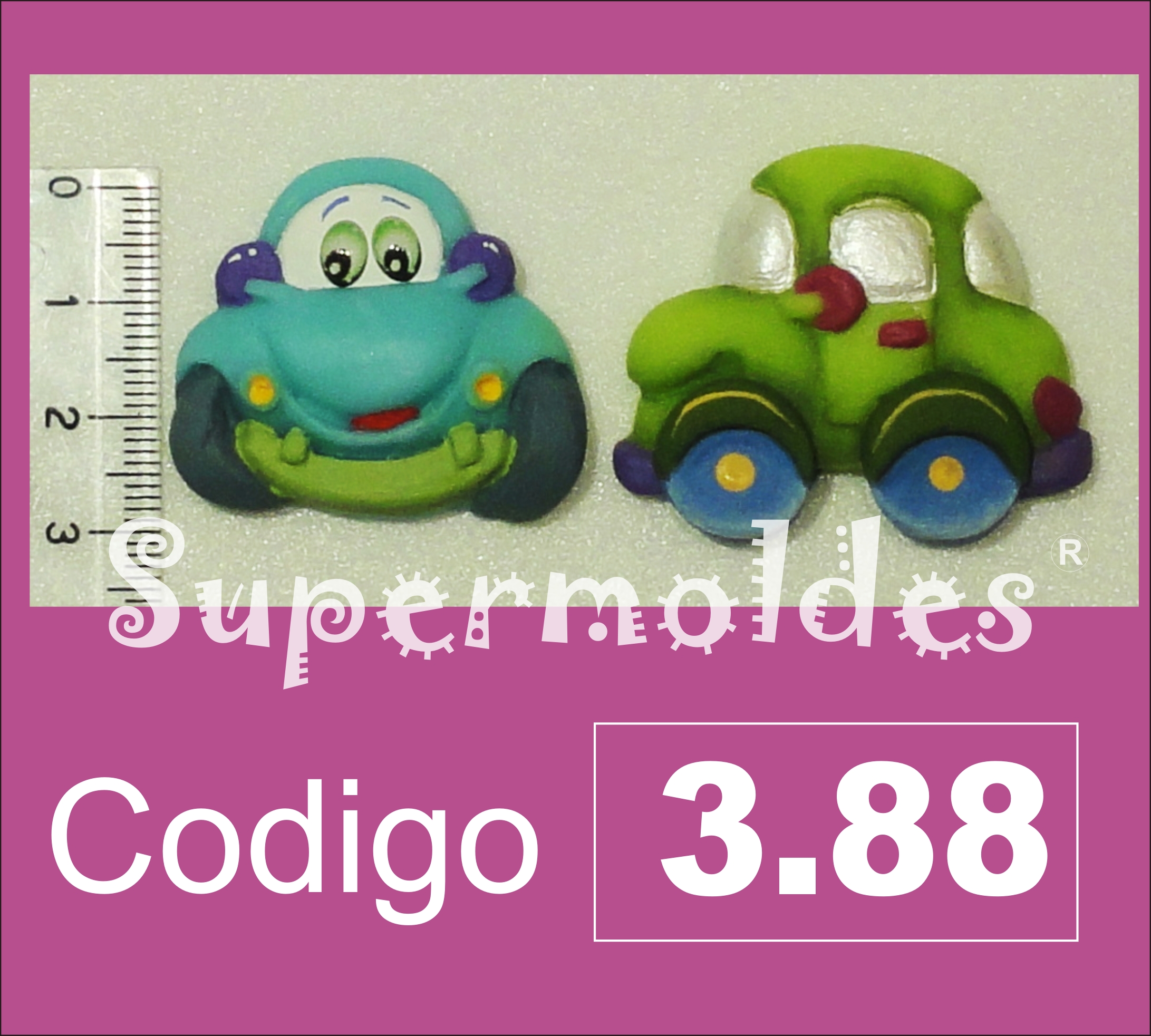 Autitos infantiles frente y perfil 3x4cm