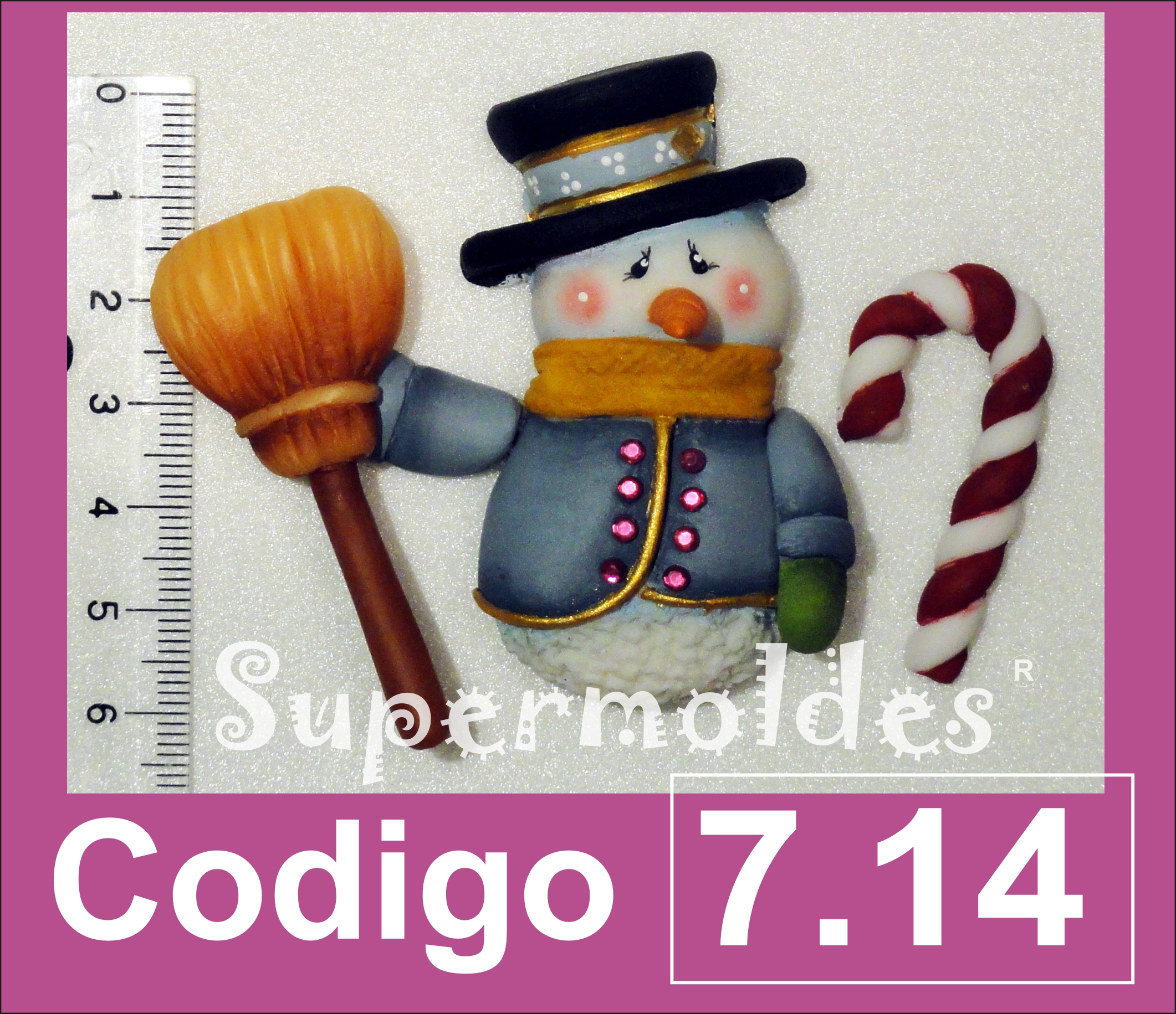 Muñeco nieve con galera y accesorios 6cm alto