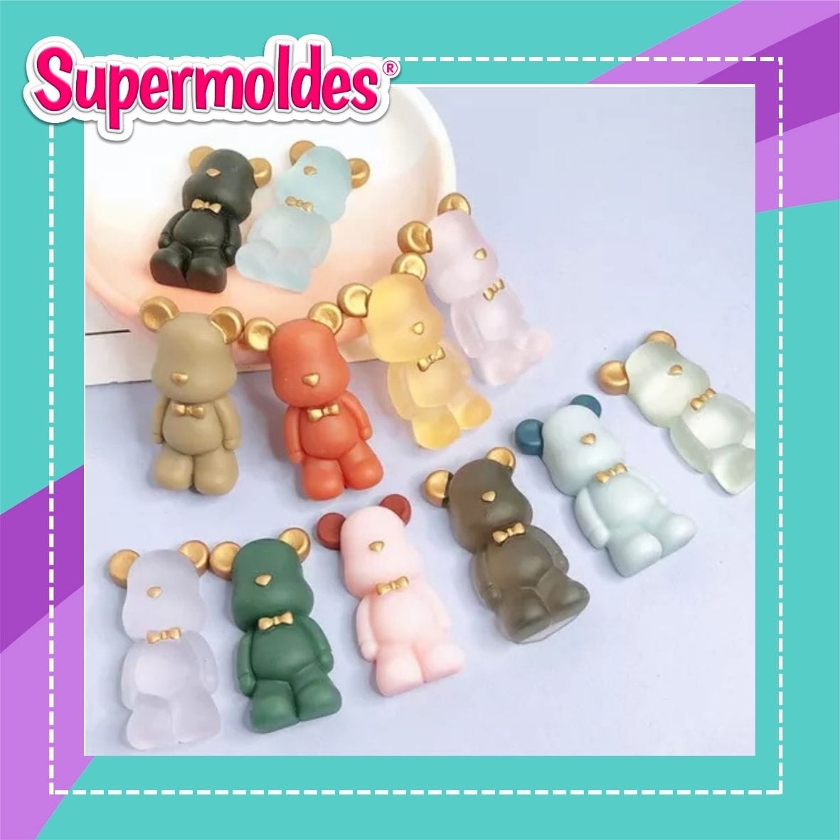 Oso parado con moño x 3u 4 cm alto( chino)