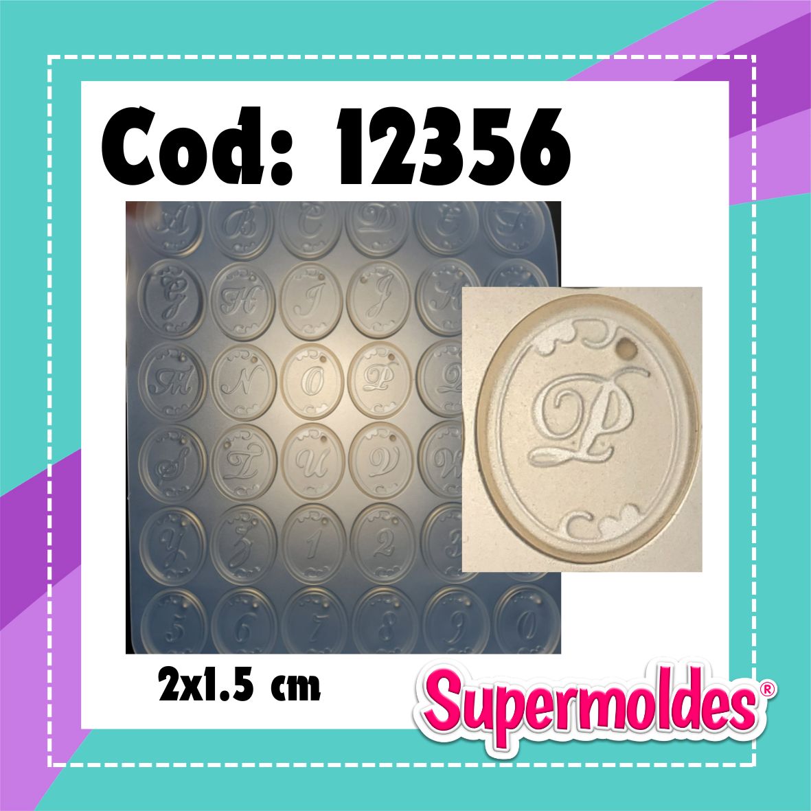 Dijes con abecedario cursivas Mayusculas /Numeros 2x1,5cm OVAL ( chino)