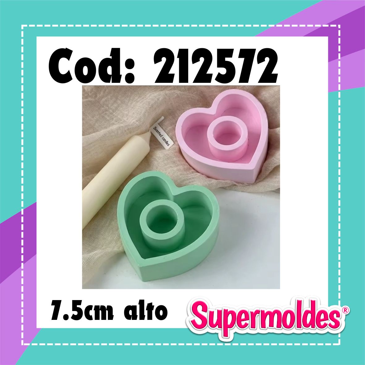 Portavela CORAZON 7,5cm 3cm alto (chino)