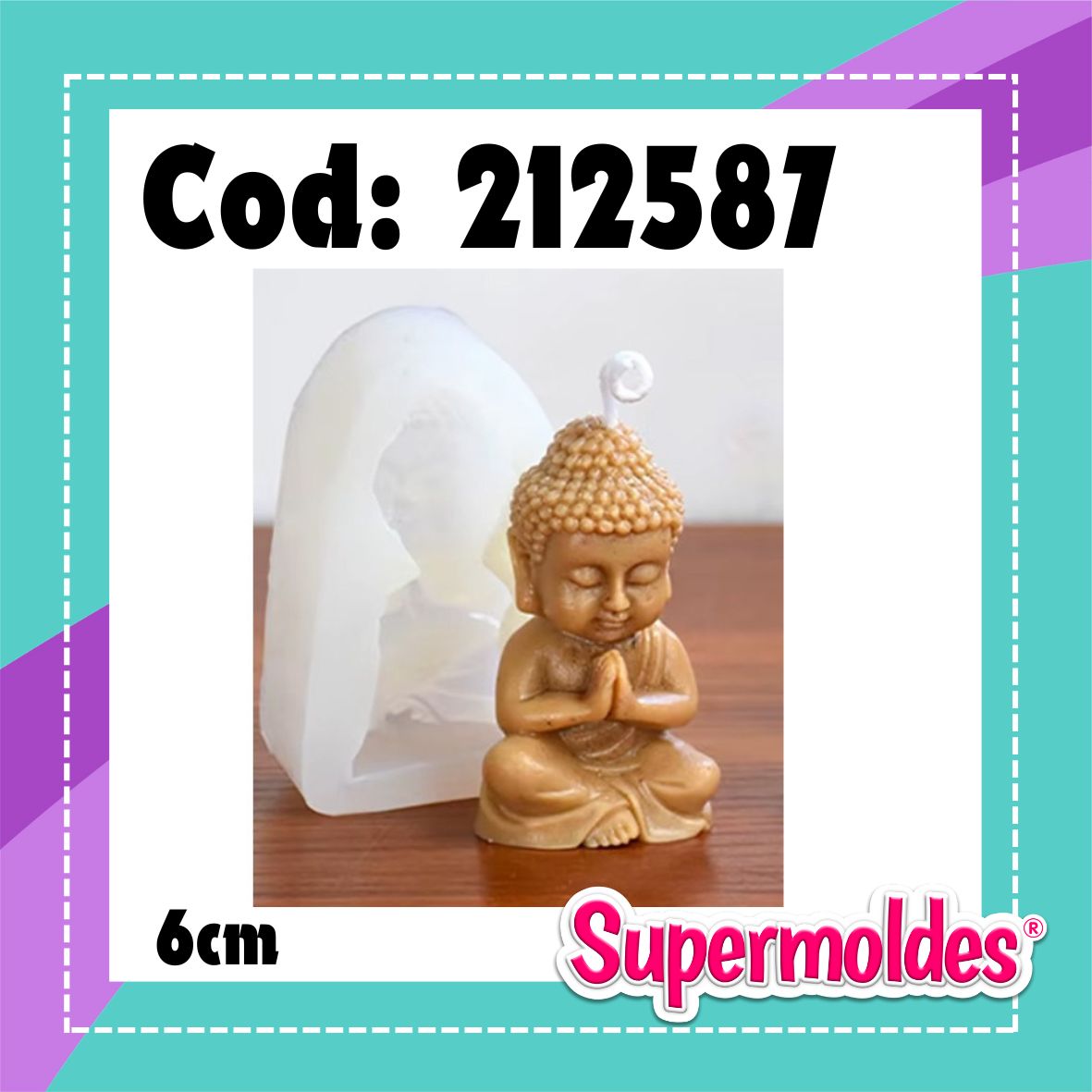 Buda sentado manos juntas palma p/ arriba 6 cm alto (chino)
