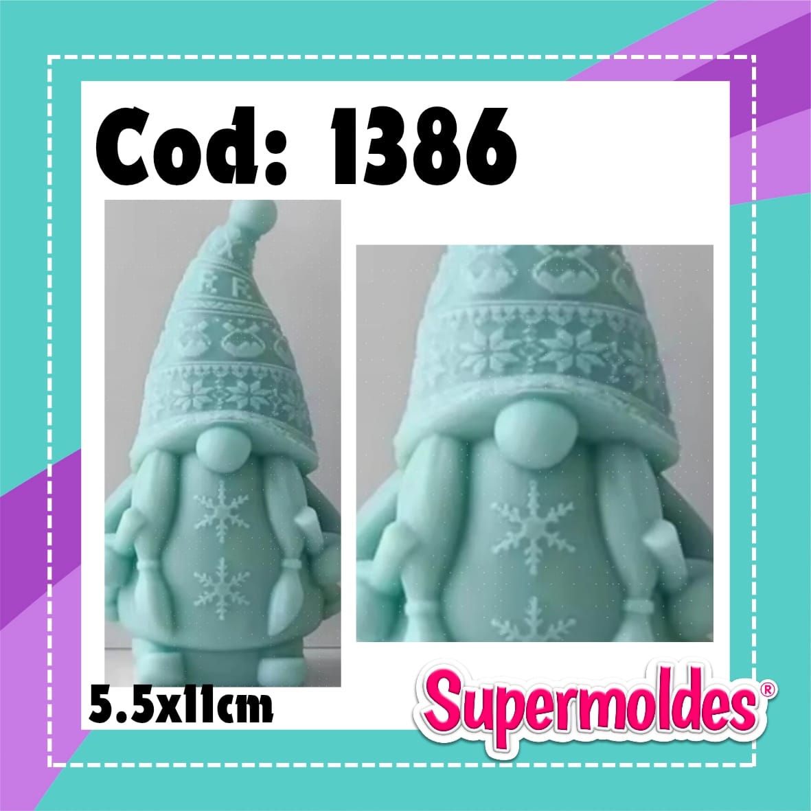 Duende 6x11 gorro con diseño , 2 colitas  (chino)