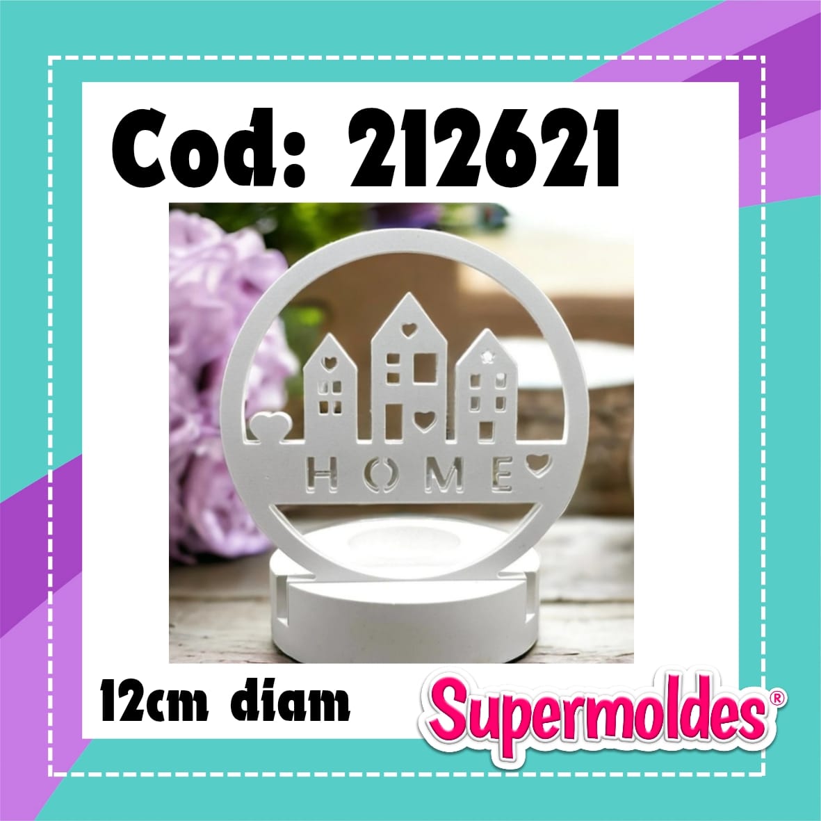 Portavela / Luminaria Aro de casitas HOME 12 cm diametro mas alto de base (chino)