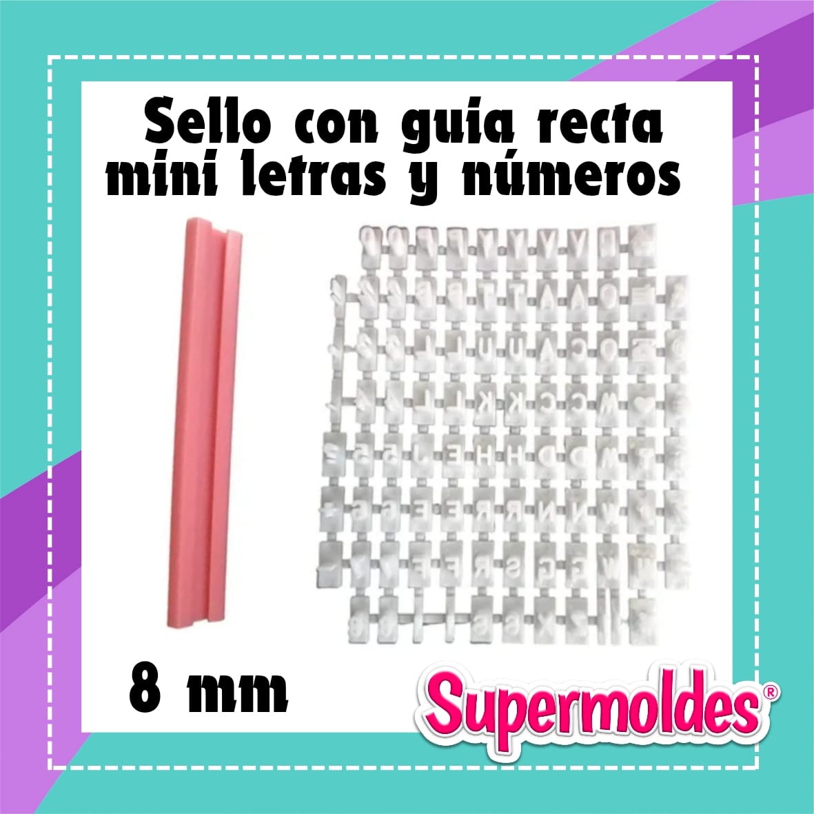 Mini sello de letras numeros y simbolos con guia recta ( chino)