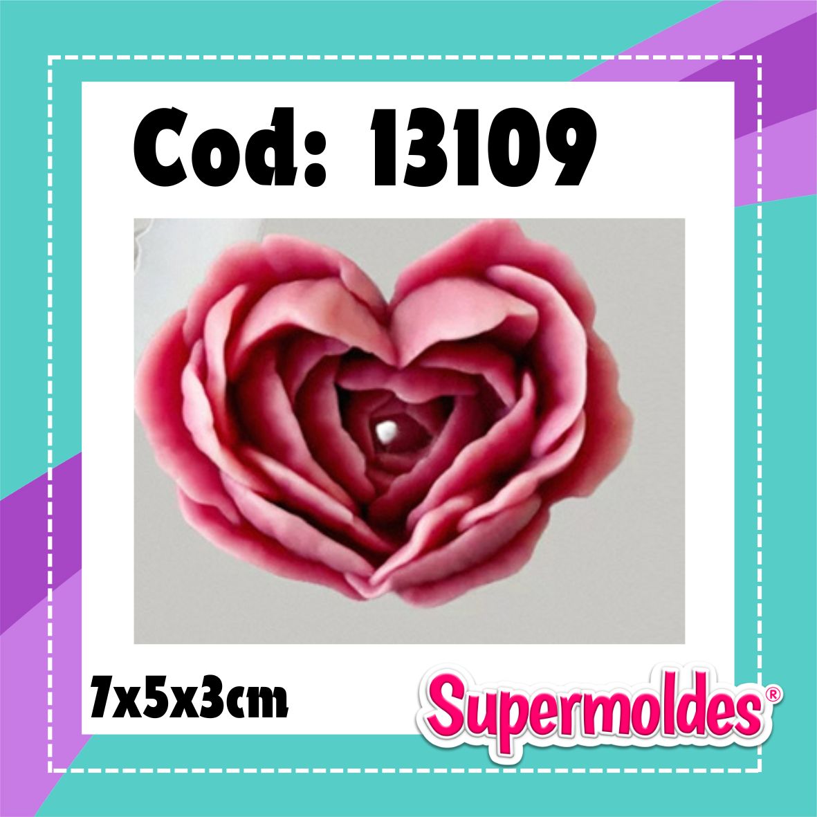 Rosa con forma de corazon 7x5x3cm (chino)