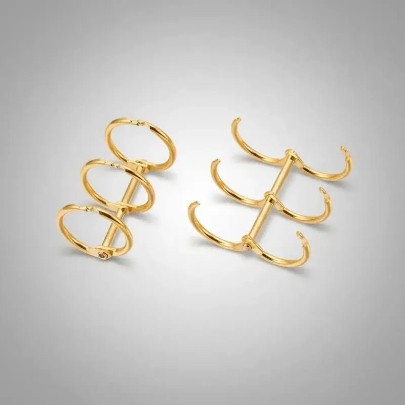 Ganchos DORADOS TRIPLES 2.5cm diametro 100u metalicos