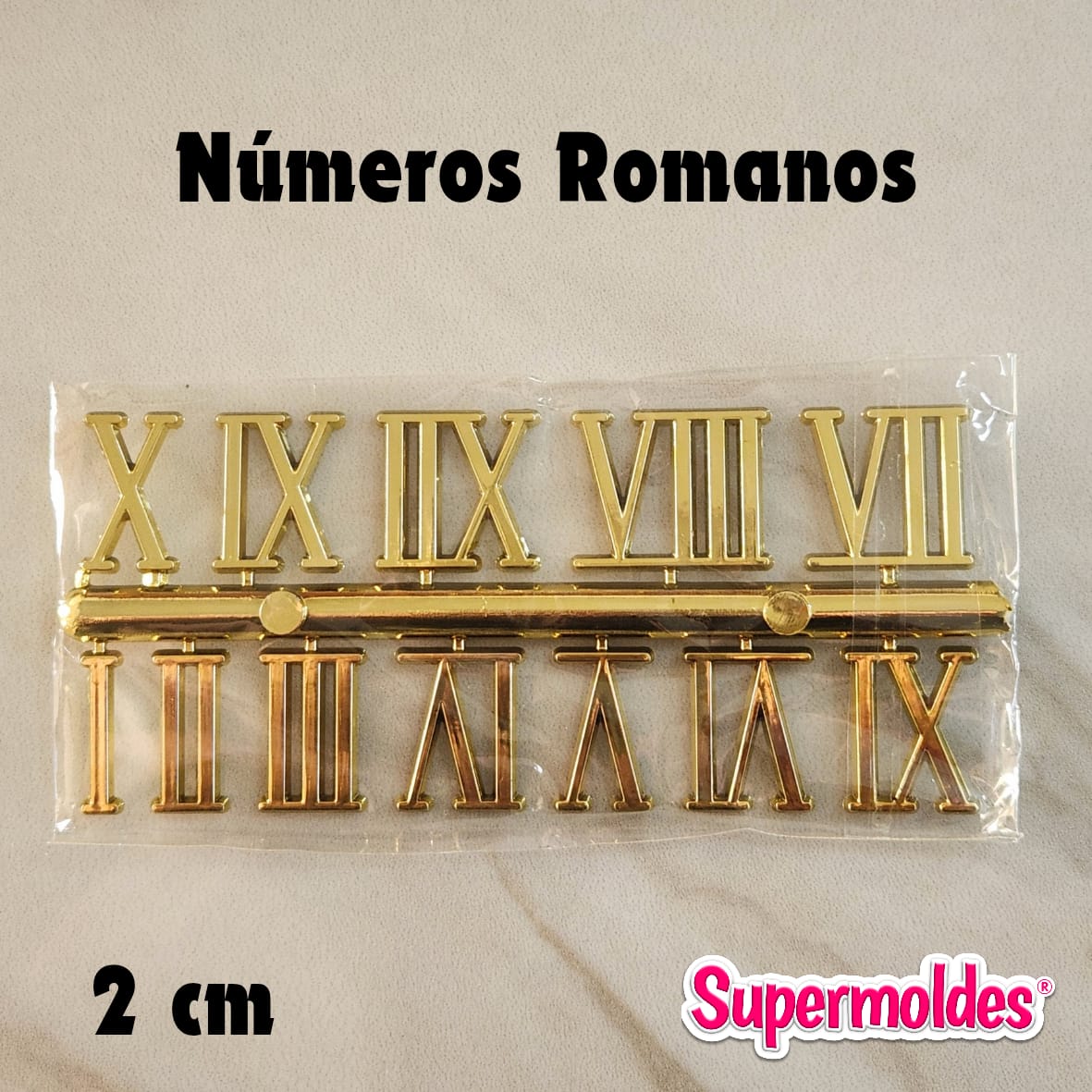 Numero romanos de plastico 2cm para cuadrante de reloj DORADO