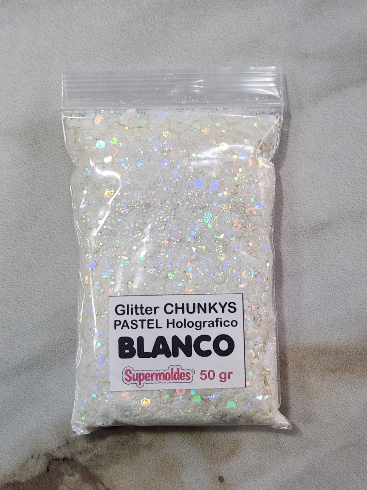 BLANCO Pastel Holografico 50grs