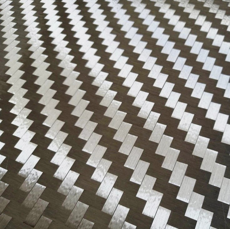 China Ultrathin Spread Tow Silver Electroplated Carbon Fiber Fabric 12K For Sport Equipment