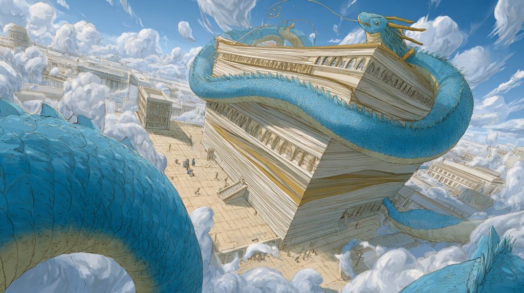 神の地域を独占する建築を占拠する神龍