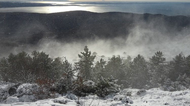 PHOTO: THE BORA IN FULL SPATE ON THE SLOPES OF MOUNT MOSOR, NEAR SPLIT, CROATIA, BY NICK HUNT
