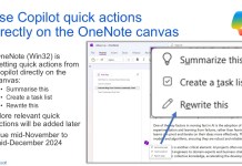 Use Copilot quick actions directly on the OneNote canvas