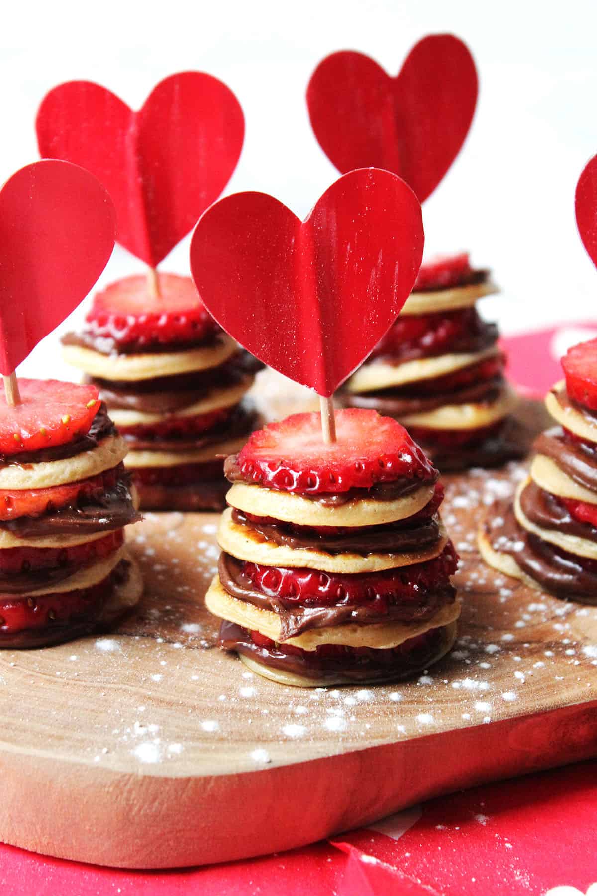 Mini Pancake Stacks With Nutella And Strawberries