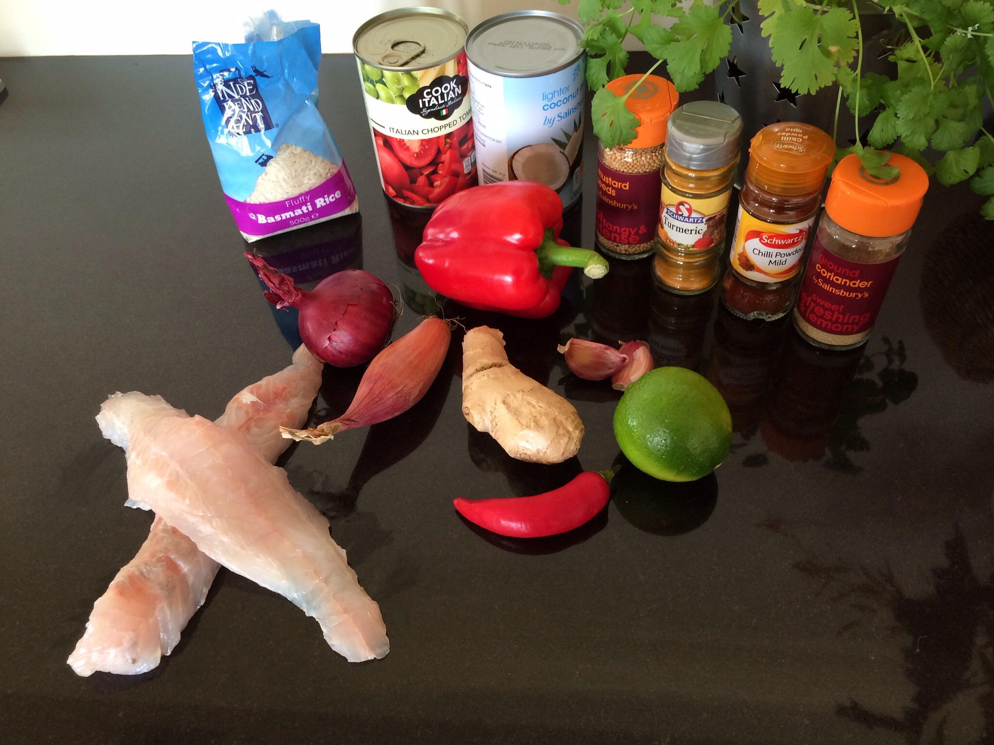 Fish curry ingredients