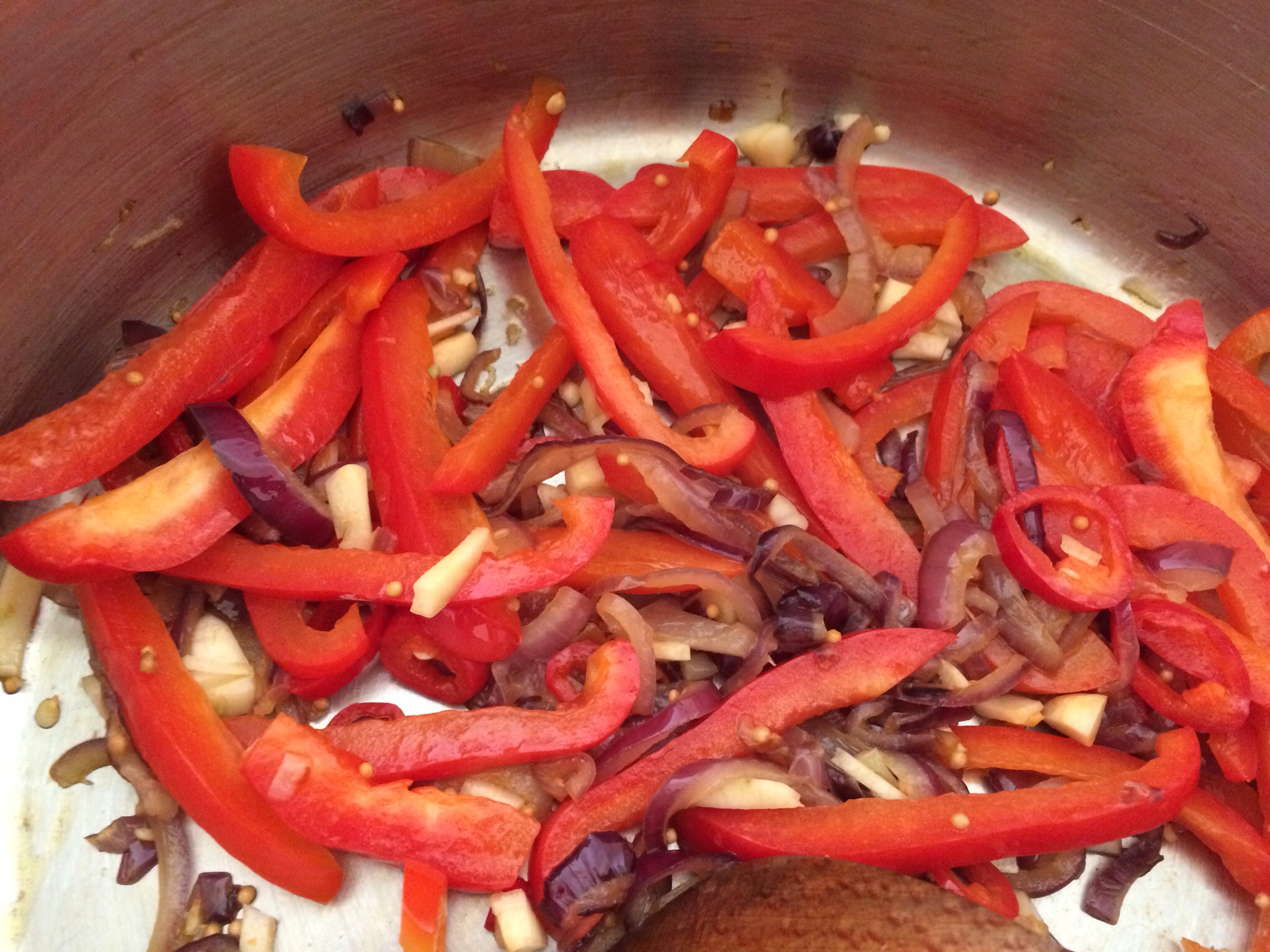 Fried red onion and spices