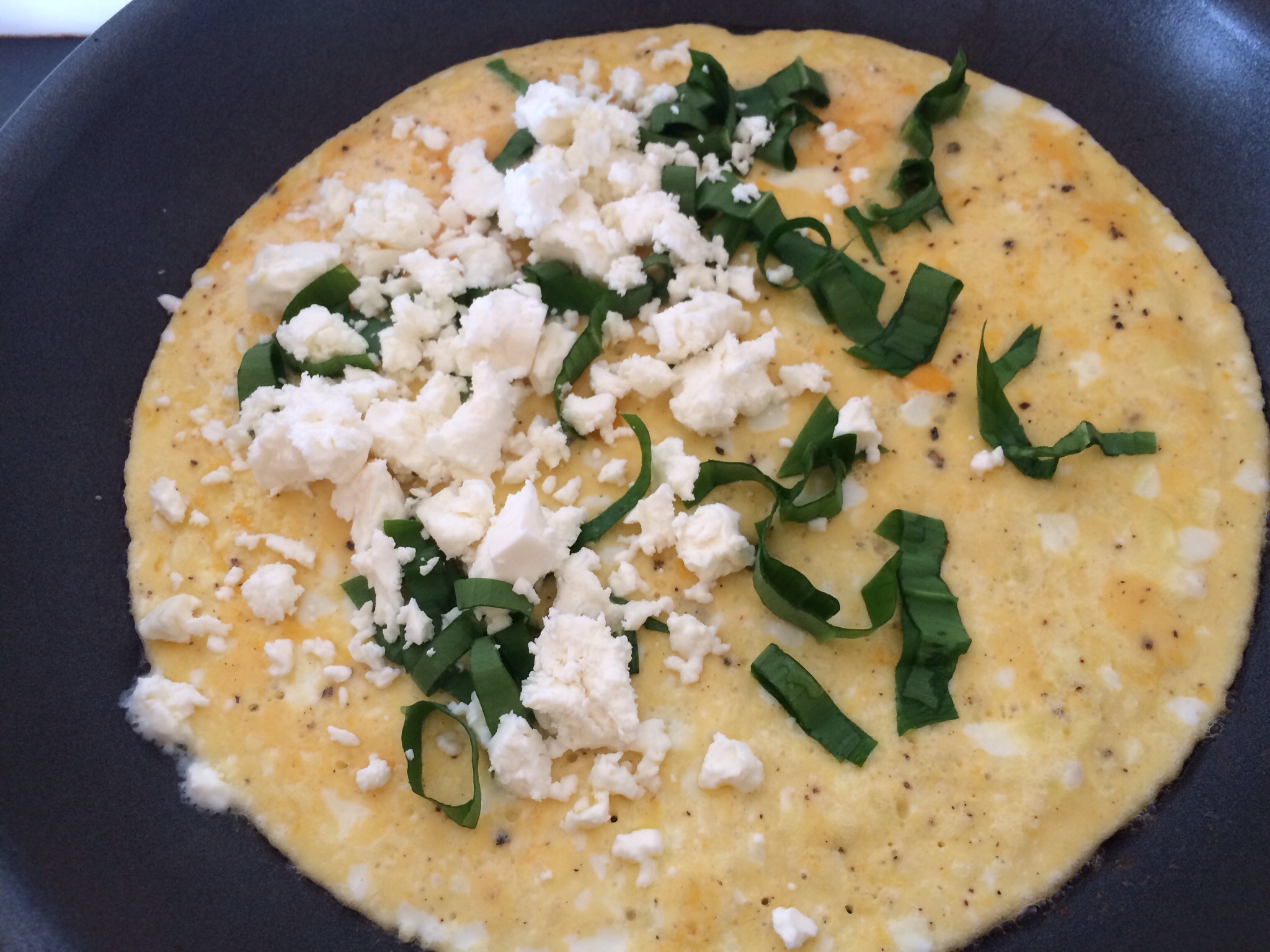Wild garlic and goats cheese omelette