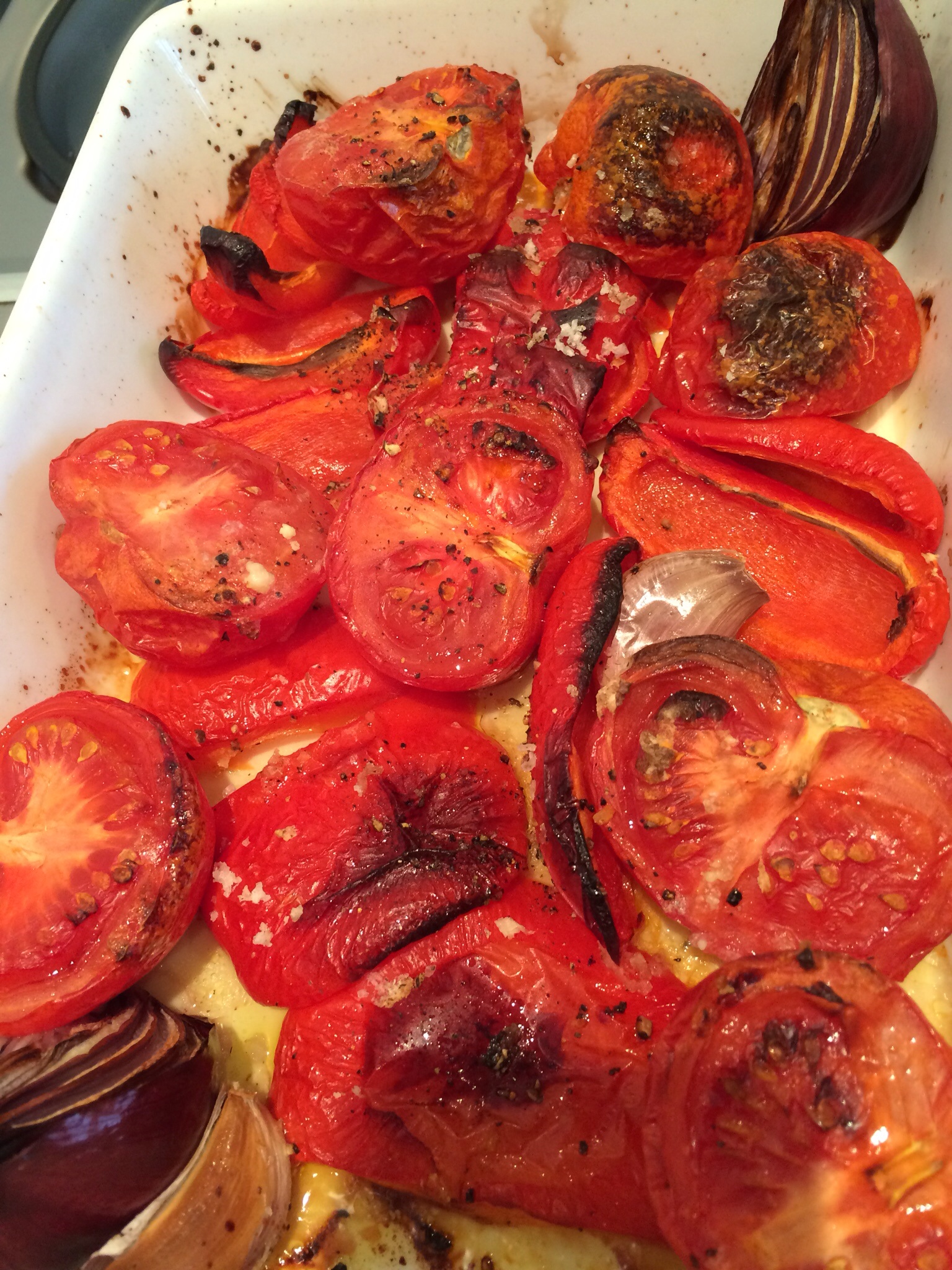 Roasted tomatoes and red peppers