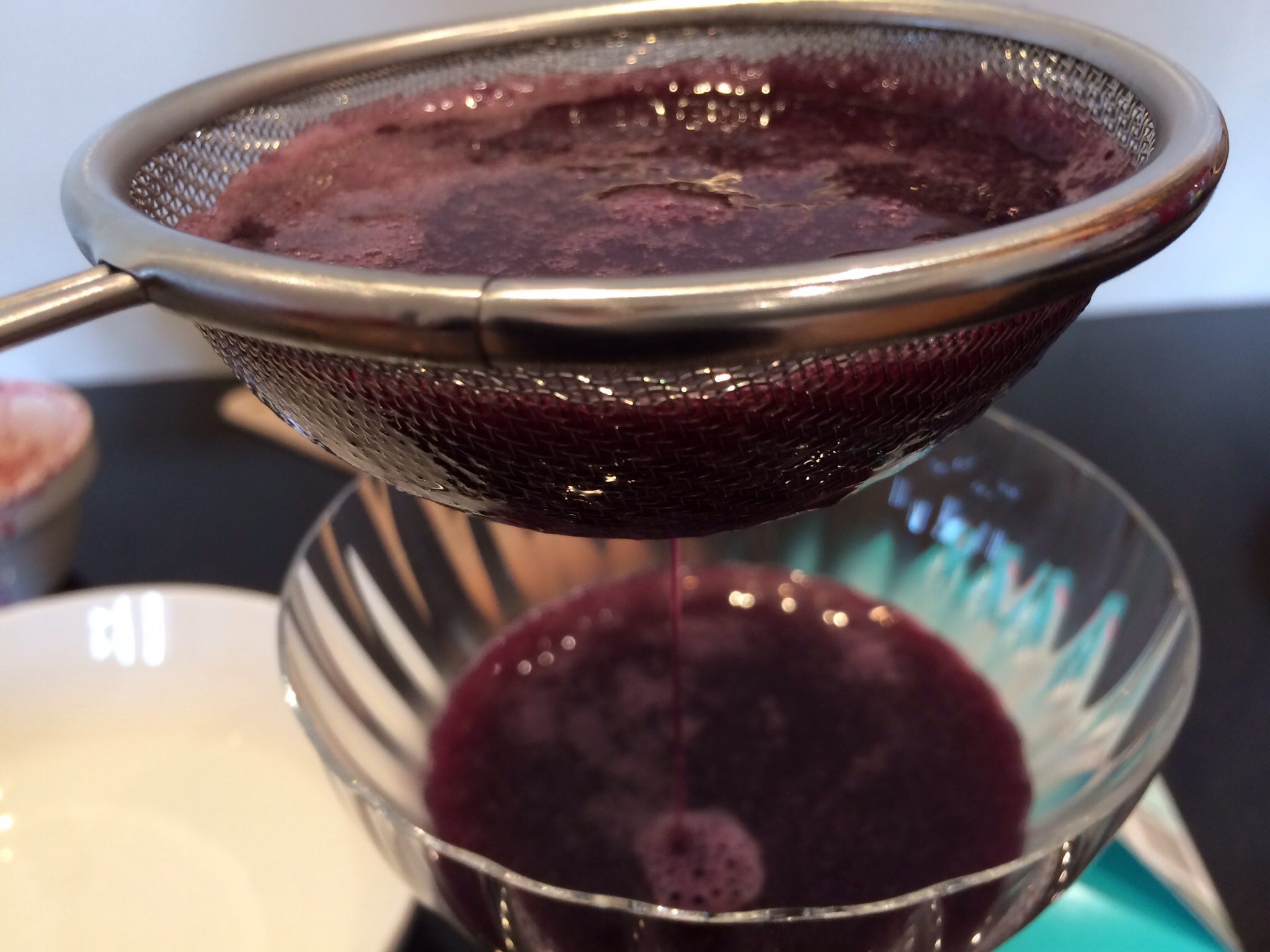 Strained blueberries