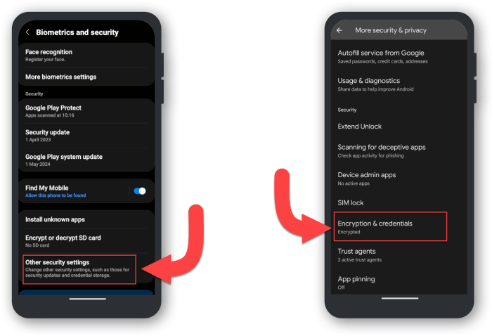 Trusted credentials on android
