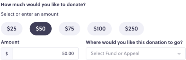 Suggested donation amounts
