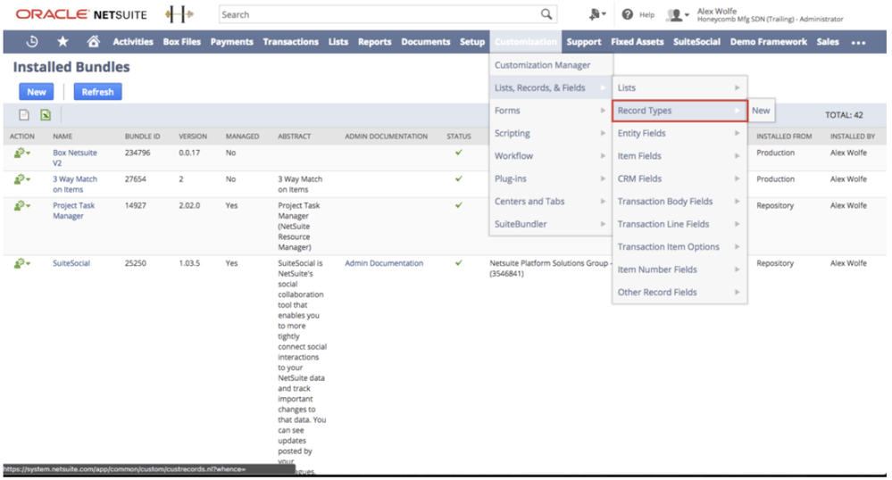Installing the box for oracle netsuite bundle v3