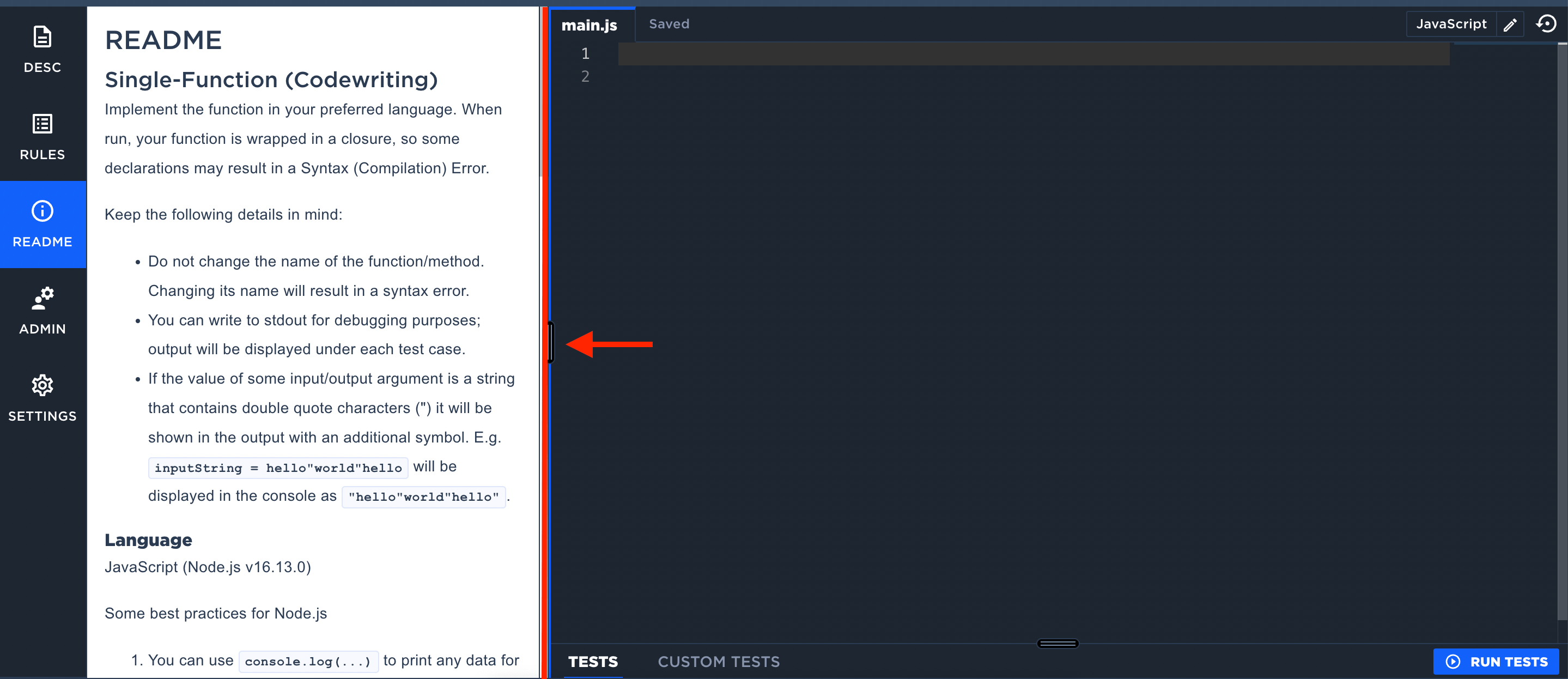 Accessibility features in codesignal