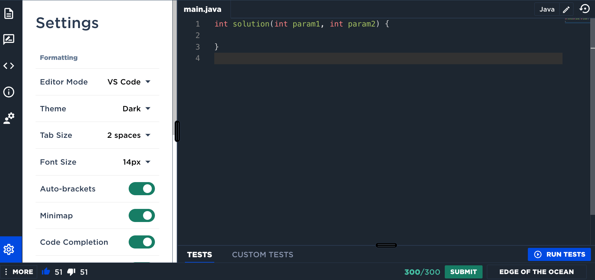 Accessibility features in codesignal