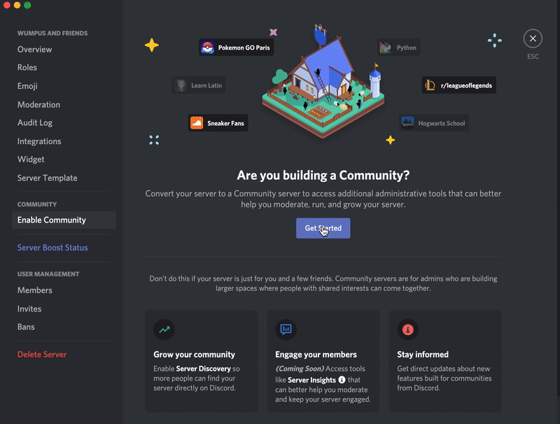 Enabling Your Community Server Discord