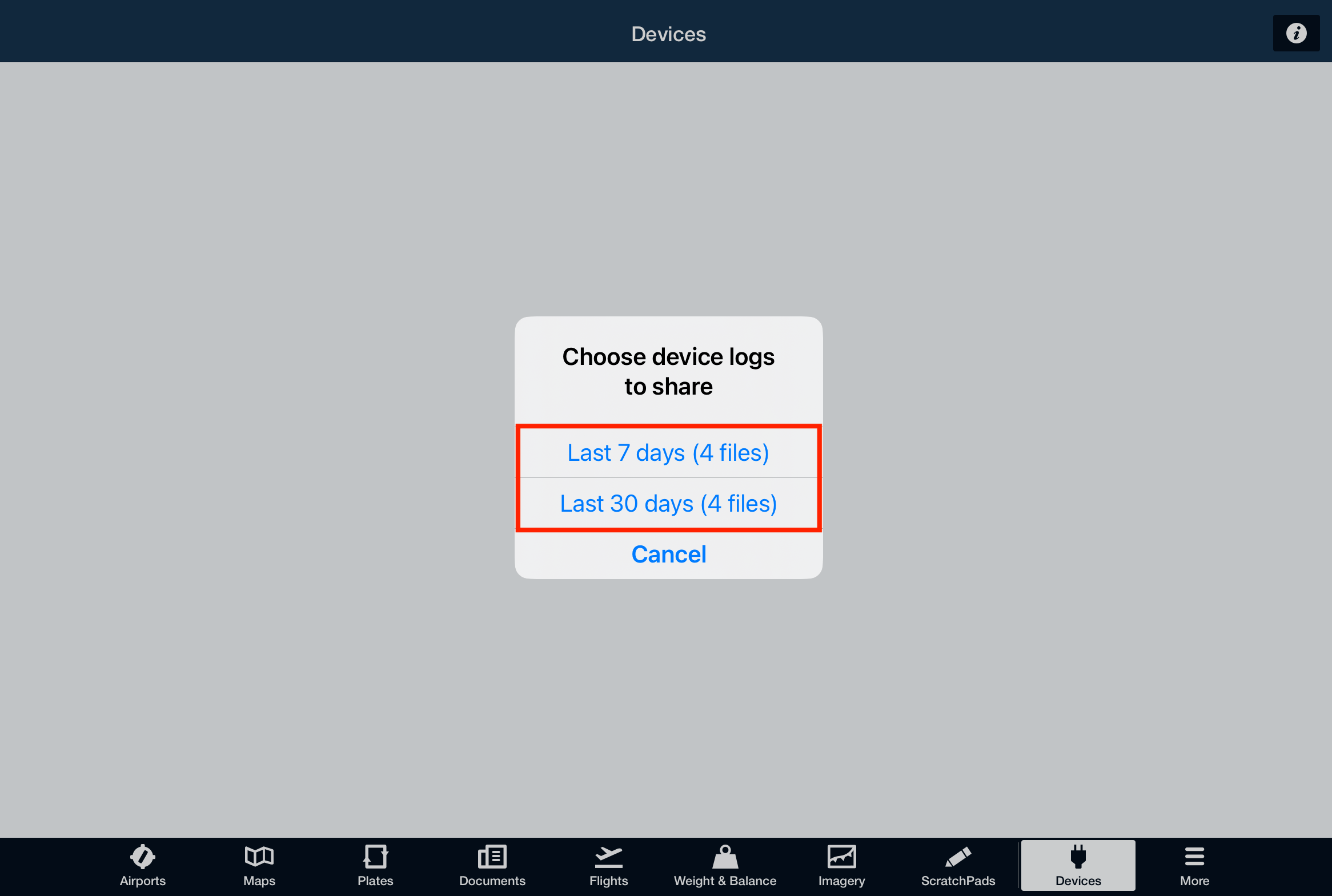 How do i send device log files from my sentry receiver to foreflight