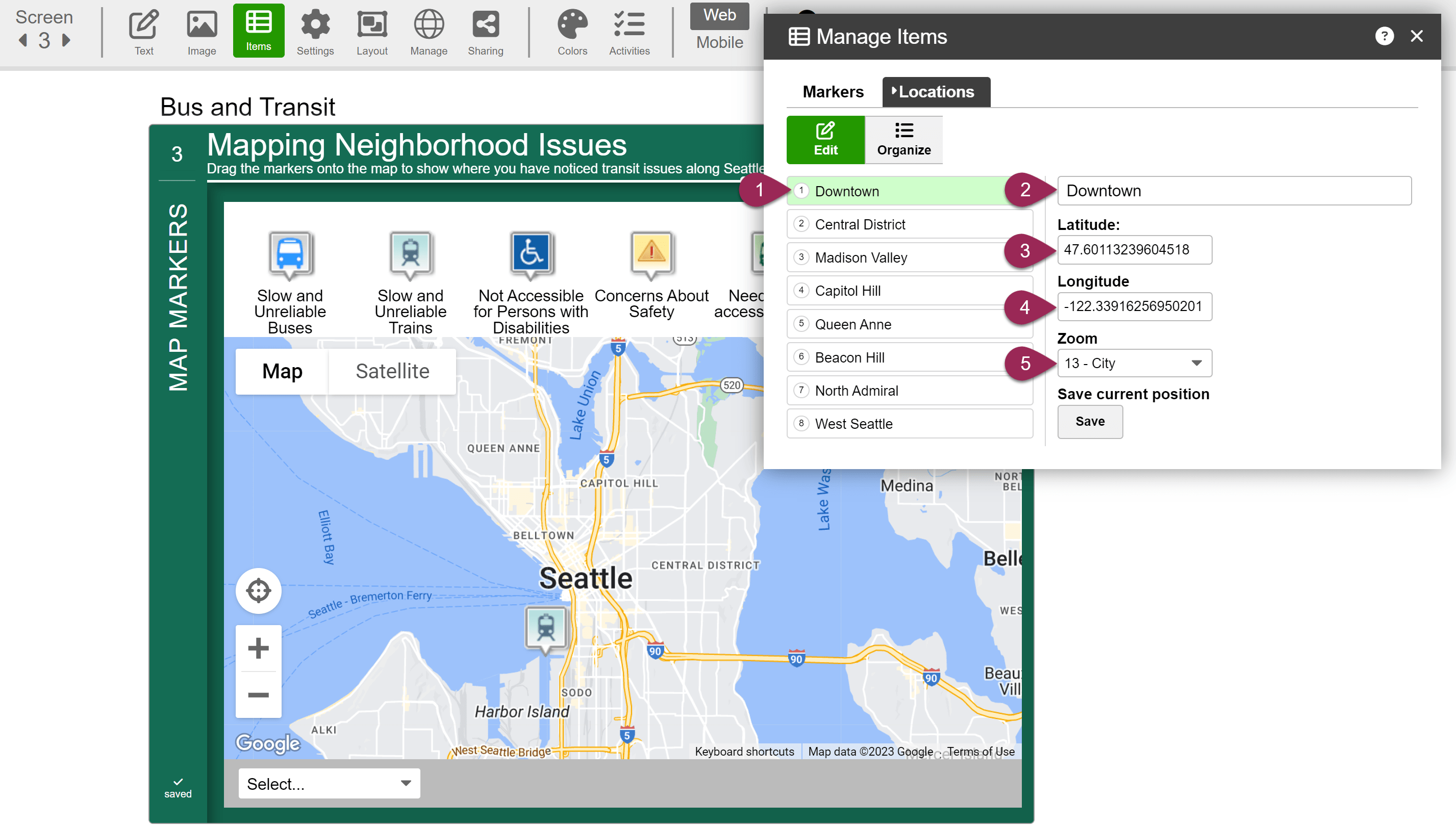 Map Marker Screen Items - Modern Light Illustration - Retina